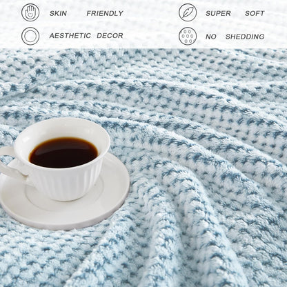 Exclusivo Mezcla Fleece Throw Blanket Extra Large, Super Soft and Warm Blankets for Couch, Sofa and Bed Waffle Textured, Cozy, Fuzzy and Lightweight (Slate Blue, 50x70 Inches)