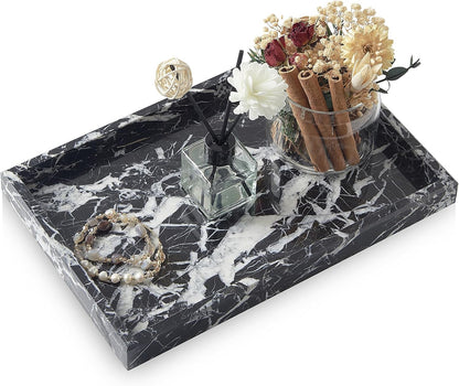 Marble Bathroom Tray,Pure Natural Vanity Tray,Marble Tray for Kitchen Counter Non-Ceramic/Non-Resin,Stone Trays 12 x 8 inch Cyan Green