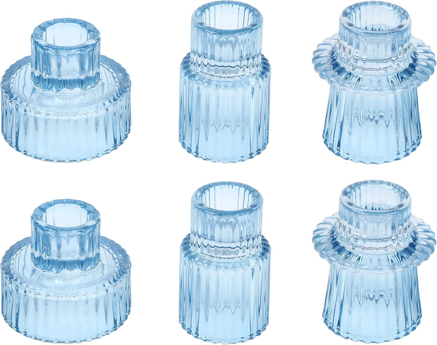 Vixdonos Taper Glass Candlestick Holders Tealight Candle Holders for Table Centerpieces, Wedding Decor and Dinner Party (6 Pcs, Green)