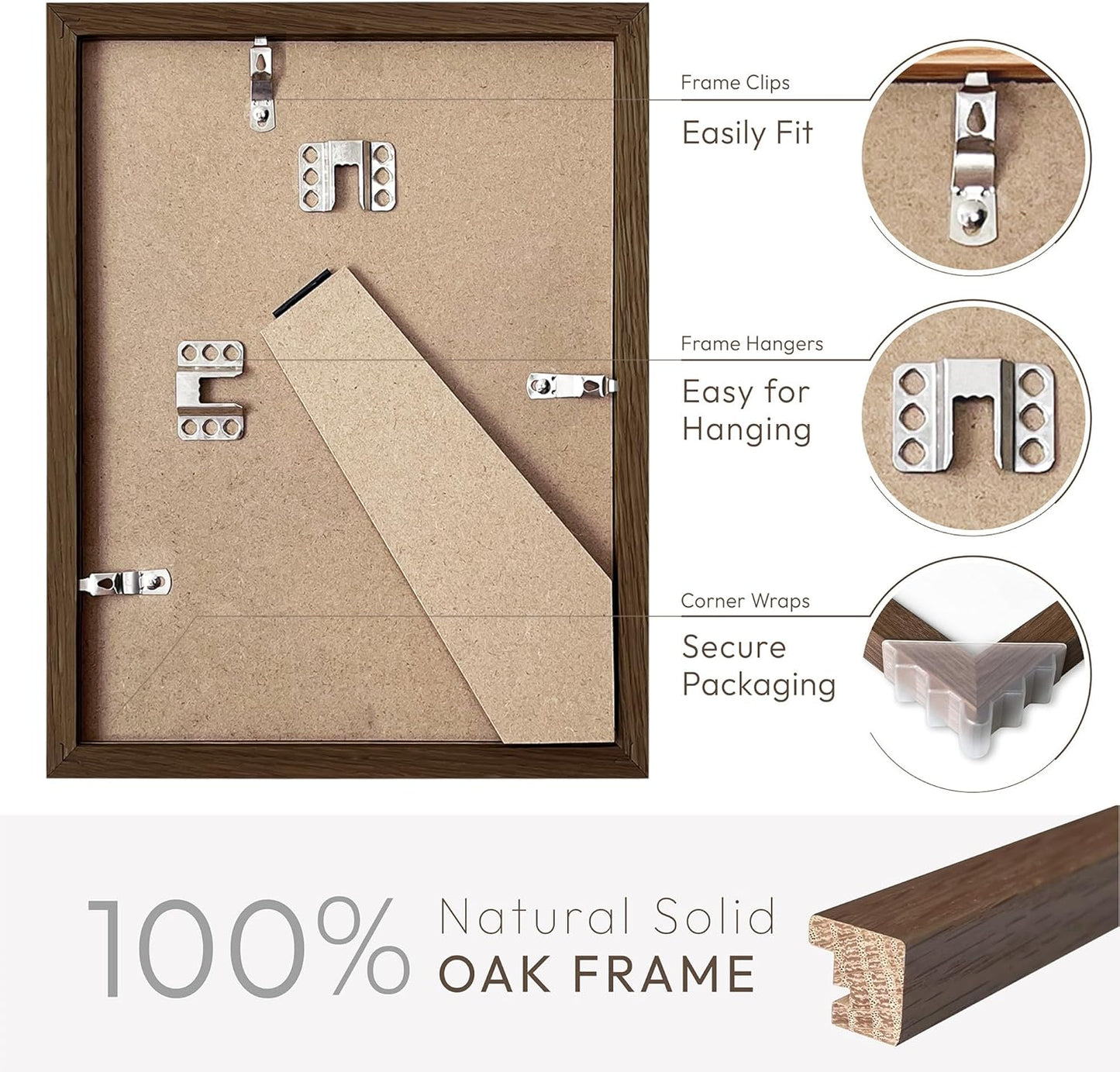 5x7 Picture Frame, Solid Oak Wood 5 x 7 Photo Frame with Mat to 4x6, 7x5 Picture Frames for Wall and Tabletop Display, (Walnut Set of 1)