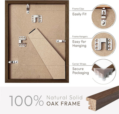 5x7 Picture Frame, Solid Oak Wood 5 x 7 Photo Frame with Mat to 4x6, 7x5 Picture Frames for Wall and Tabletop Display, (Walnut Set of 1)