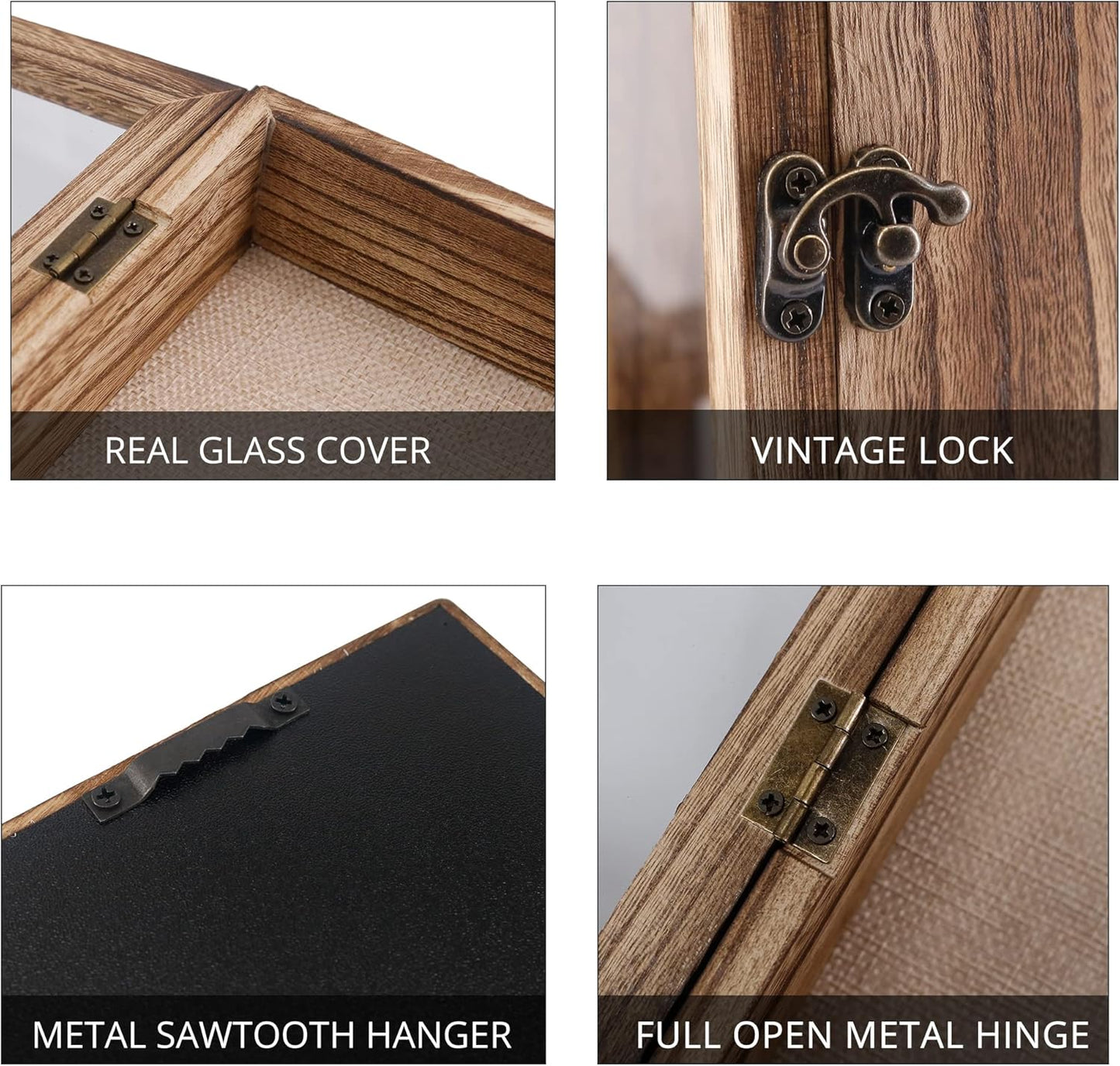 GraduatePro Shadow Box Frame 11x14 Display Case with Linen Back, Real Glass Window Door with Hinge, Picture Frame Wedding Bouquet Memorabilia Medals Photos Memory Box for Keepsakes, Carbonized Black