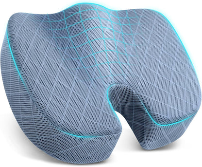 TushGuard Seat Cushion - Memory Foam Cushion for Office Chair, Car Seat, Airplane, Bleacher - Sciatica & Hip & Coccyx Pain Relief Desk Chair Cushion for Long Sitting Office Workers, Car Drivers