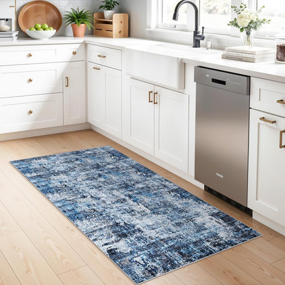 2x3 Washable Non-Slip Area Rug - Soft Low Pile Throw Rug for Kitchen Entryway Bedroom - Modern Indoor Door Mat with Rubber Backing (Beige Grey) - Colors B
