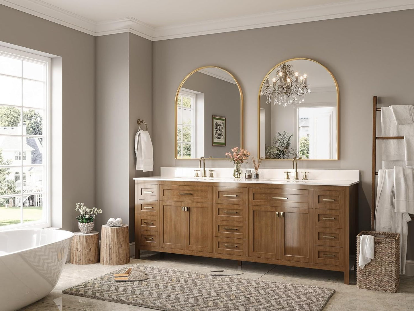 Brightify Arched Mirror, Arched Wall Mirror, 24 x 32 Inch Silver Arch Mirror, Metal Frame Silver Bathroom Mirror, Arched Top Bathroom Vanity Mirror for Living Room Bedroom Mantel Entryway Hallways