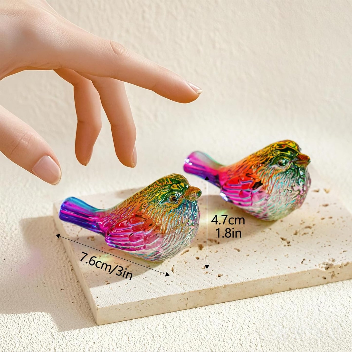 H&D HYALINE & DORA Blue Glass Bird Figurines Bird Gifts for Bird Lovers Women Crystal Glass Animal Figurine Collectible for Home Shelf Decor