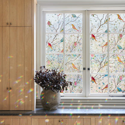 Ranzdn Window Privacy Film - Stained Glass Window Film Static Cling UV & Heat Blocking Rainbow Window Film for Glass Doors, Bedroom Windows - No Glue Premium Vinyl (Easy Install, 17.5"×78.7")