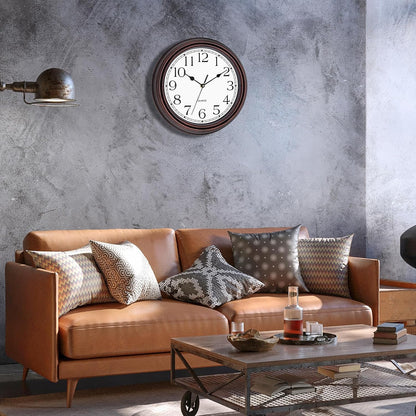 Foxtop Retro Silent Non-Ticking Round Classic Clock Quartz Decorative Battery Operated Wall Clock for Living Room Kitchen Home Office 12 Inch (Bronze)