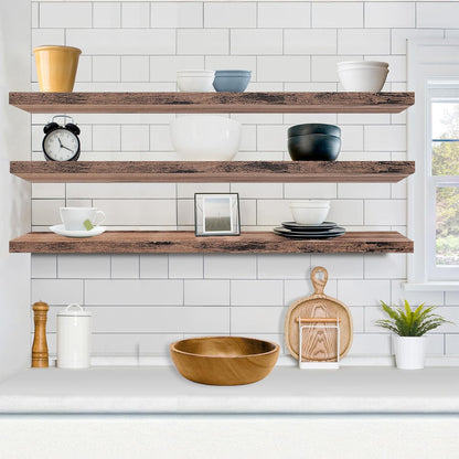Sorbus Floating Shelves for Wall - 48 Inch Long Bathroom Shelves, Wall Decor for Bedroom, Kitchen, Living Room & Book Storage - Mounted Floating Shelf with Invisible Brackets (Maple Wood, 2 Pack)