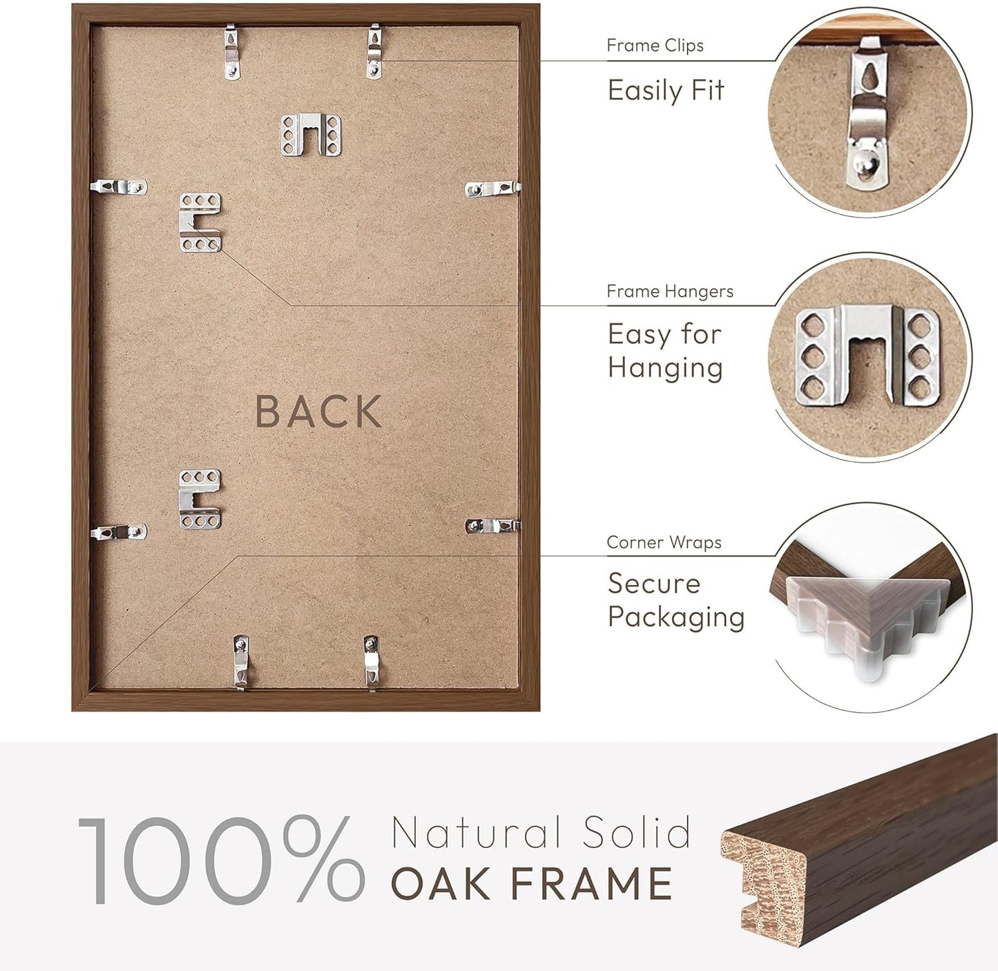 5x7 Picture Frame, Solid Oak Wood 5 x 7 Photo Frame with Mat to 4x6, 7x5 Picture Frames for Wall and Tabletop Display, (Walnut Set of 1)