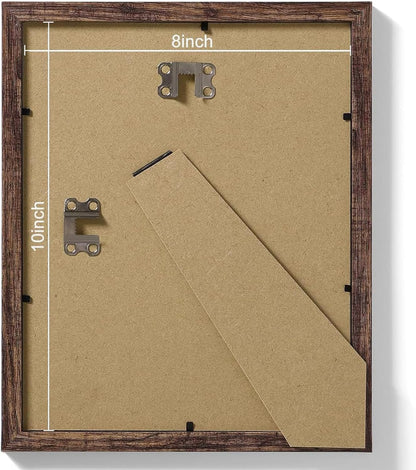 Vittanly 8x10 Picture Frames Set of 9, Shatter Resistant Plexiglass, Display 5x7 Pictures with Mat or 8x10 without Mat, Photo Frames for Wall or Tabletop, Engineered Wood, Black - Colors A