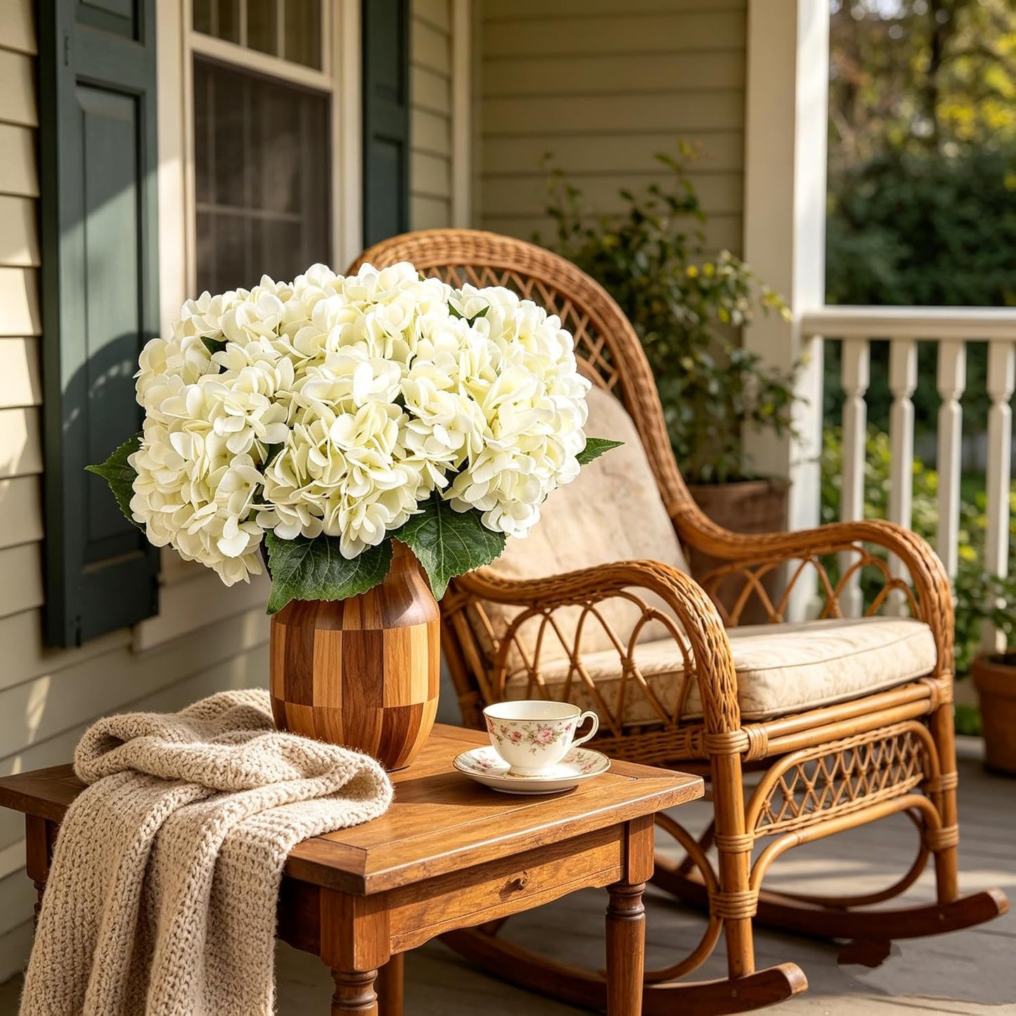 Kimura's Cabin 6pcs White Hydrangea Artificial Flowers Silk Fake Hydrangeas Faux Hydrangea Flowers with Stems for Wedding Bouquets Arrangement Home Table Centerpieces Baby Shower Party Decoration