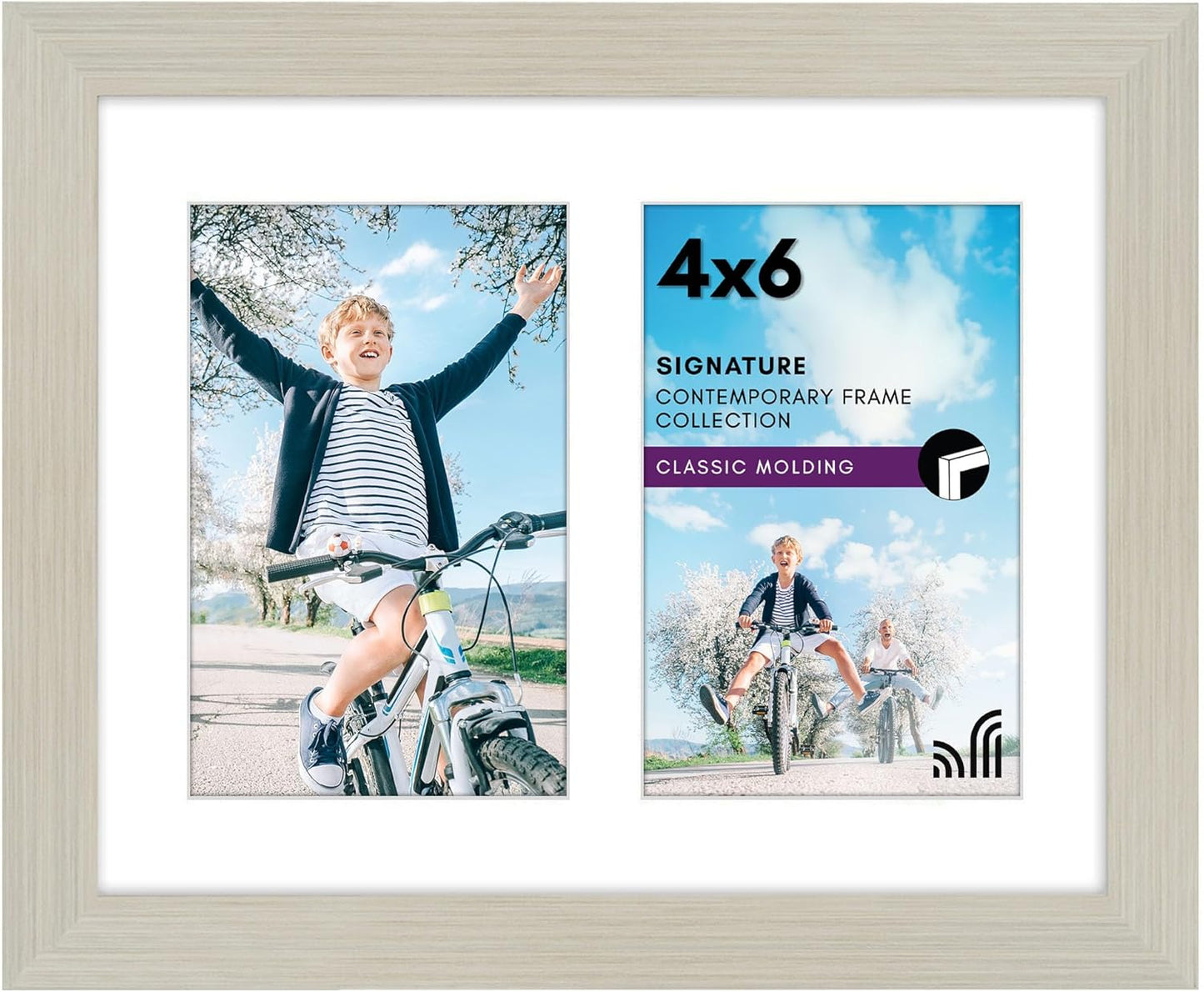 Americanflat 4x6 Collage Picture Frame with Shatter-Resistant Glass - Fits Five 4x6 Photos or Use as One 11x14 Picture Frame - Signature Collection - Collage Frames for Wall Display - Black