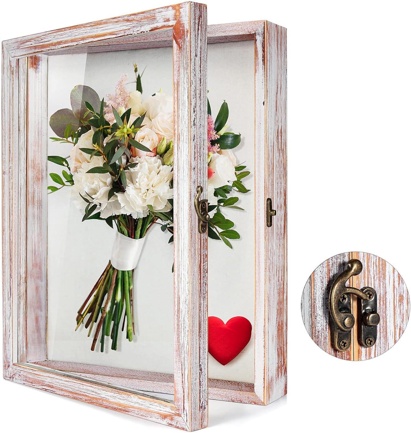 TJ.MOREE Shadow Box Frame 8 x 10 Shadowbox Display Case Picture Frame with Linen Back Memorabilia Bouquet Medals Military Photos Memory Box