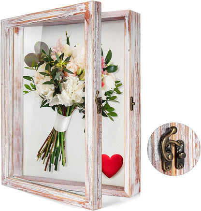 TJ.MOREE Shadow Box Frame 8 x 10 Shadowbox Display Case Picture Frame with Linen Back Memorabilia Bouquet Medals Military Photos Memory Box