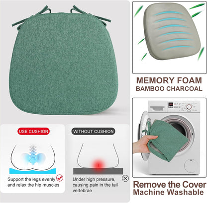 SINOSSO 1 Pack Memory Foam Chair Cushions for Dining Chair, Friendly Woven Fabric 16" U-Shape Comfortable Kitchen Chair Pad, Removable Slip Resistant Seat Cushion (1 Piece, Blue)