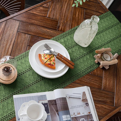 Macrame Table Runner Cream Beige Boho Table Runners with Tassels Hand Woven Cotton Table Runner Rustic Farmhouse Table Runners for Bohemian Kitchen Dining Table(12x71in)