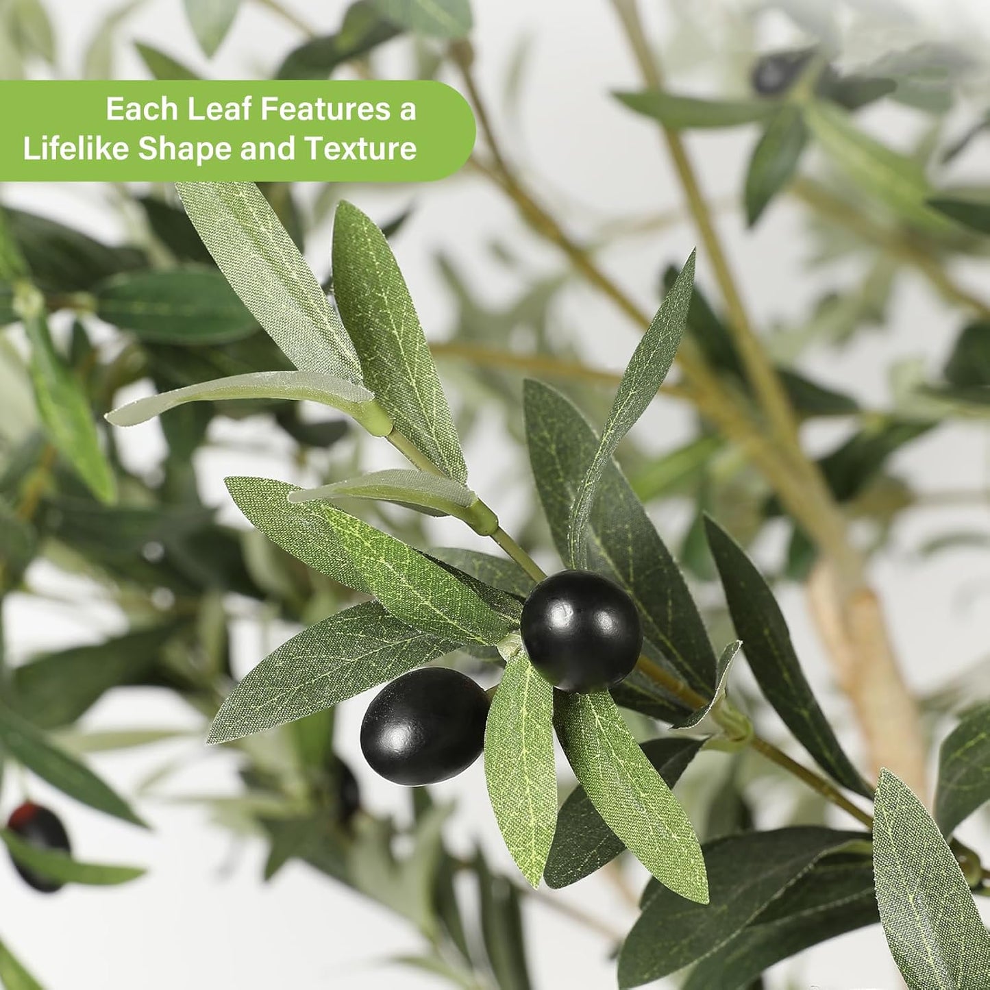 Realead Faux Olive Tree 7ft - Realistic Tall Olive Trees Artificial Indoor - Large Fake Olive Tree with Natural Wood Trunk and Lifelike Leaves - Artificial Olive Tree for Home Office Decor