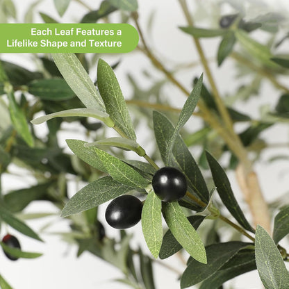 Realead Faux Olive Tree 7ft - Realistic Tall Olive Trees Artificial Indoor - Large Fake Olive Tree with Natural Wood Trunk and Lifelike Leaves - Artificial Olive Tree for Home Office Decor