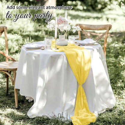 10 Pack Beige Cheesecloth Table Runner 17x108 Inch Boho Gauze Cheese Cloth Table Runners for Wedding Party Baby Shower Birthday Home Decor