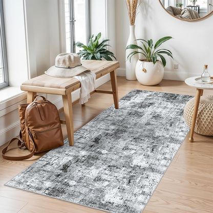 2x3 Washable Non-Slip Area Rug - Soft Low Pile Throw Rug for Kitchen Entryway Bedroom - Modern Indoor Door Mat with Rubber Backing (Beige Grey) - Colors B