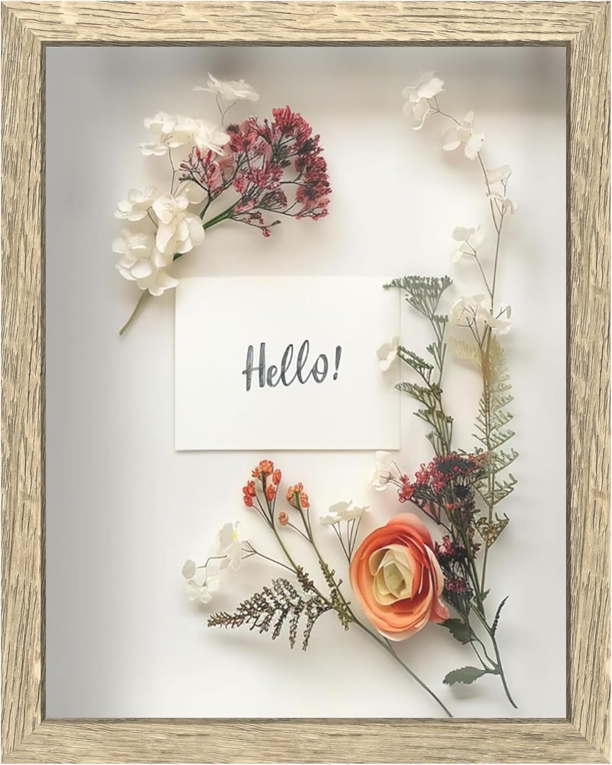 FrameWorks 11” x 14” Dark Oak Wooden Shadow Box Frame – Display Case with Soft Felt Back, Memory Box with Tempered Glass, Display Box with Elegant White Ball Push Pins, Wooden Flower Box