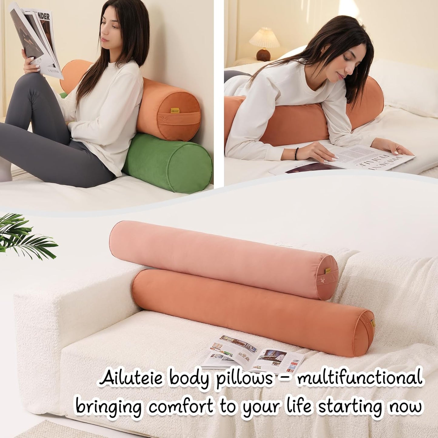 Body Pillow for Adults,Long Round Pillow,Big Cylindrical Pillow,Large Full Bolster Pillows for Side Sleepers (Steel Gray, 47.24"*7.87")