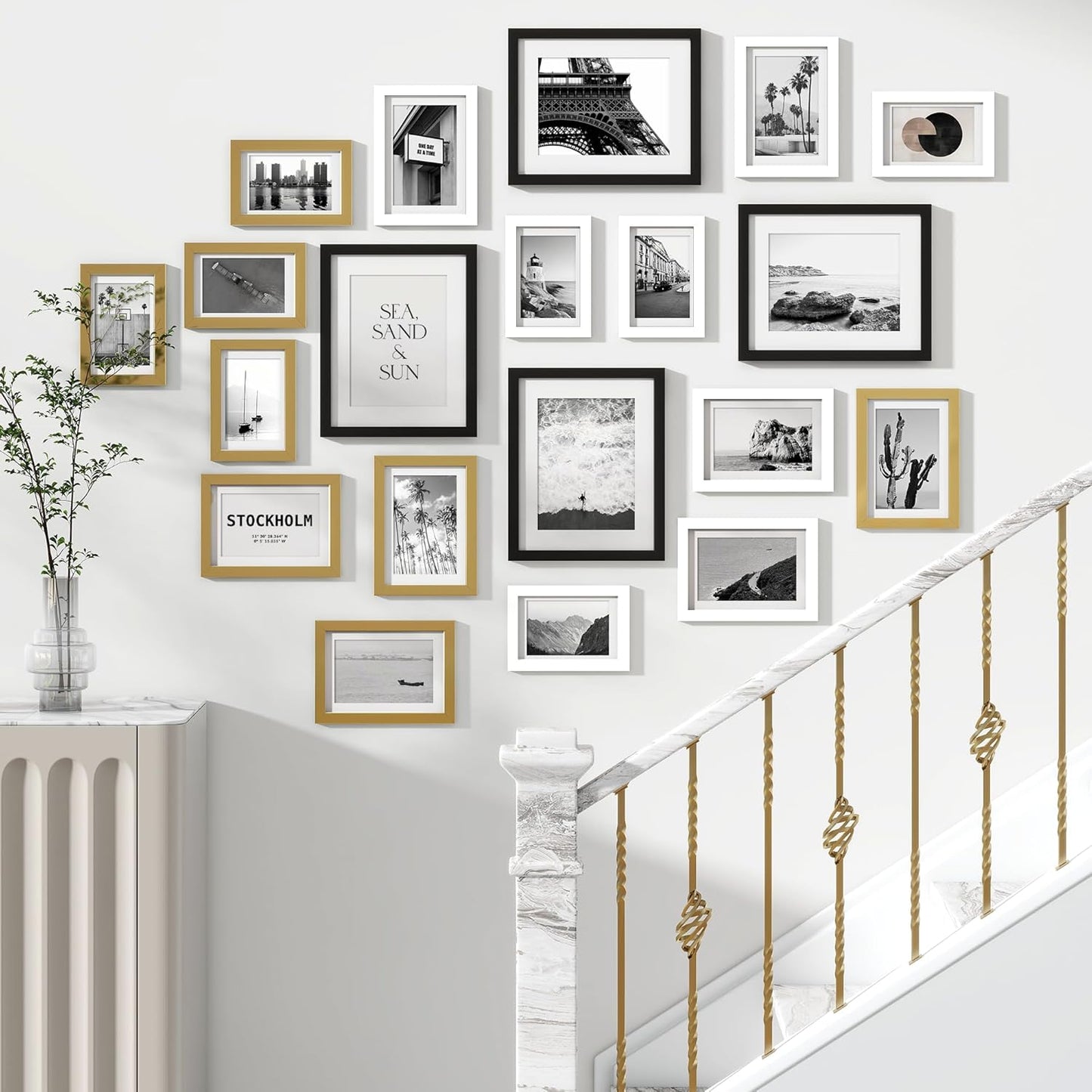 Venusmiles 20 Pack Picture Frames Collage Wall Decor, Gallery Frame Set for Wall Mounting or Tabletop Display, Multi Sizes Including 4pcs 8x10, 8pcs 5x7, 8pcs 4x6, Oak