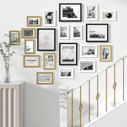 Venusmiles 20 Pack Picture Frames Collage Wall Decor, Gallery Frame Set for Wall Mounting or Tabletop Display, Multi Sizes Including 4pcs 8x10, 8pcs 5x7, 8pcs 4x6, Oak