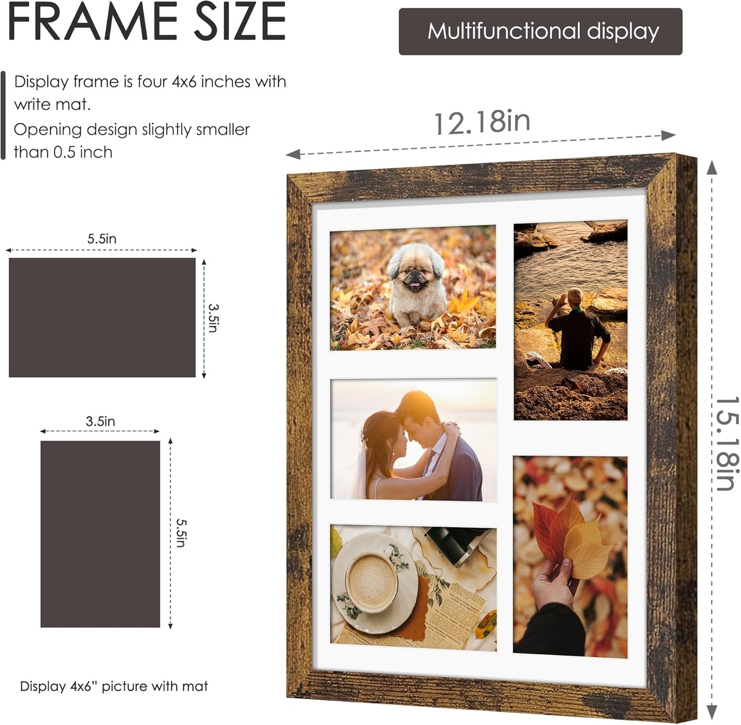 DUENPY 14x26 Collage Picture Frame 4x6 Collage Picture Frame Displays Twelve 4x6 inch Photos Available Horizontal Wall Mounting Display and Vertical Black - Colors A