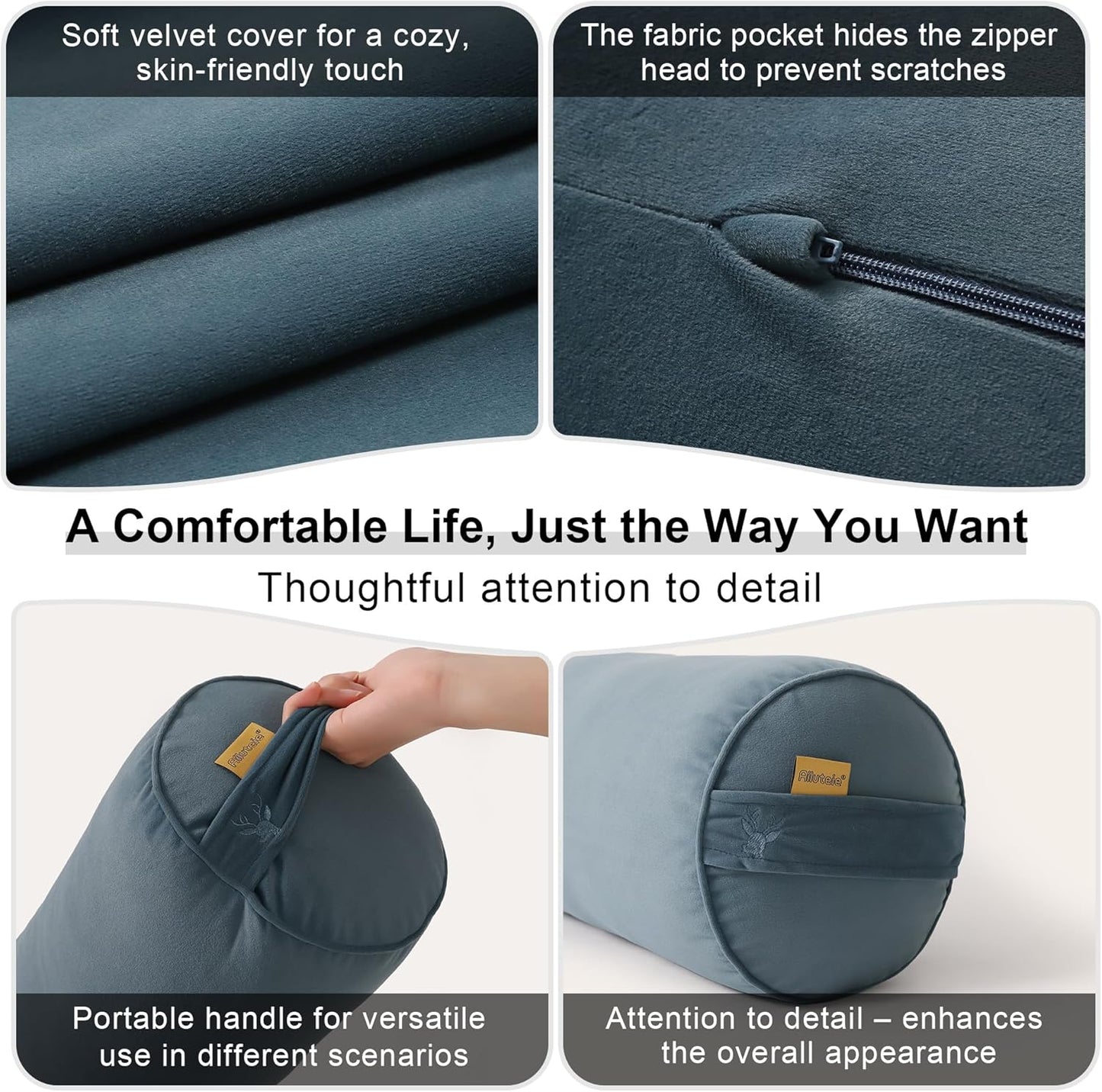 Body Pillow for Adults,Long Round Pillow,Big Cylindrical Pillow,Large Full Bolster Pillows for Side Sleepers (Steel Gray, 47.24"*7.87")
