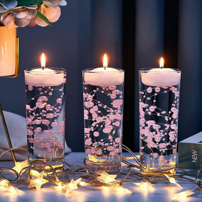 Tondiamo 24 Pcs Artificial Pearl String for Floating Candle Faux Pearls Beads String Garland Centerpiece Decoration for Vases Filler Wedding Spring Holiday Party Decor(Gold)