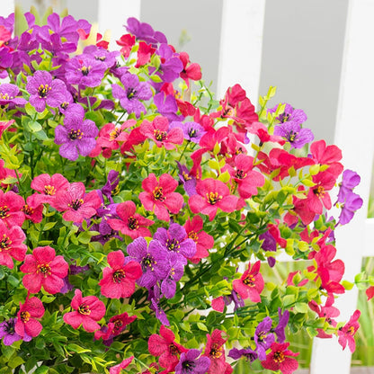 16 Bundles Artificial Fake Flowers Plants for Outdoors Spring Summer Decor,Faux Flowers Plant Silk Daisy UV Resistant for Outside Planters Front Porch Patio Yard Garden Home(Red,Purple,Yellow,Fuchsia)