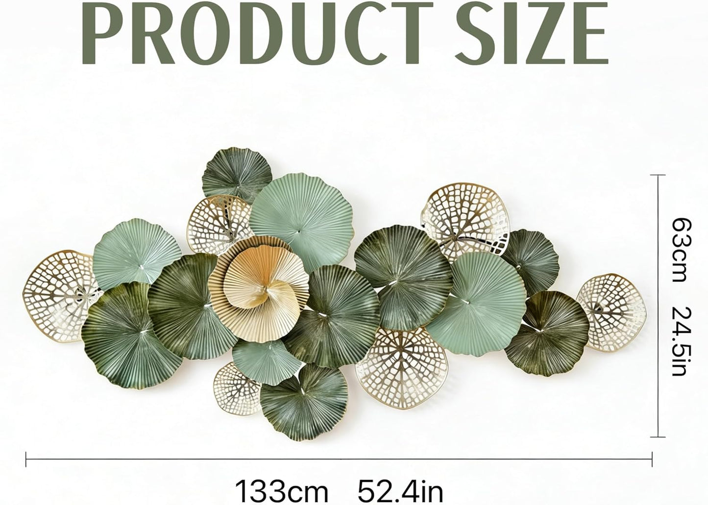 Roivikis Large Metal Wall Art Decor, 3D Abstract Lotus Leaves Wall Handcrafted Modern Decoration for Indoor Outdoor for Living Room, Bedroom, Entryway 52" x 24"