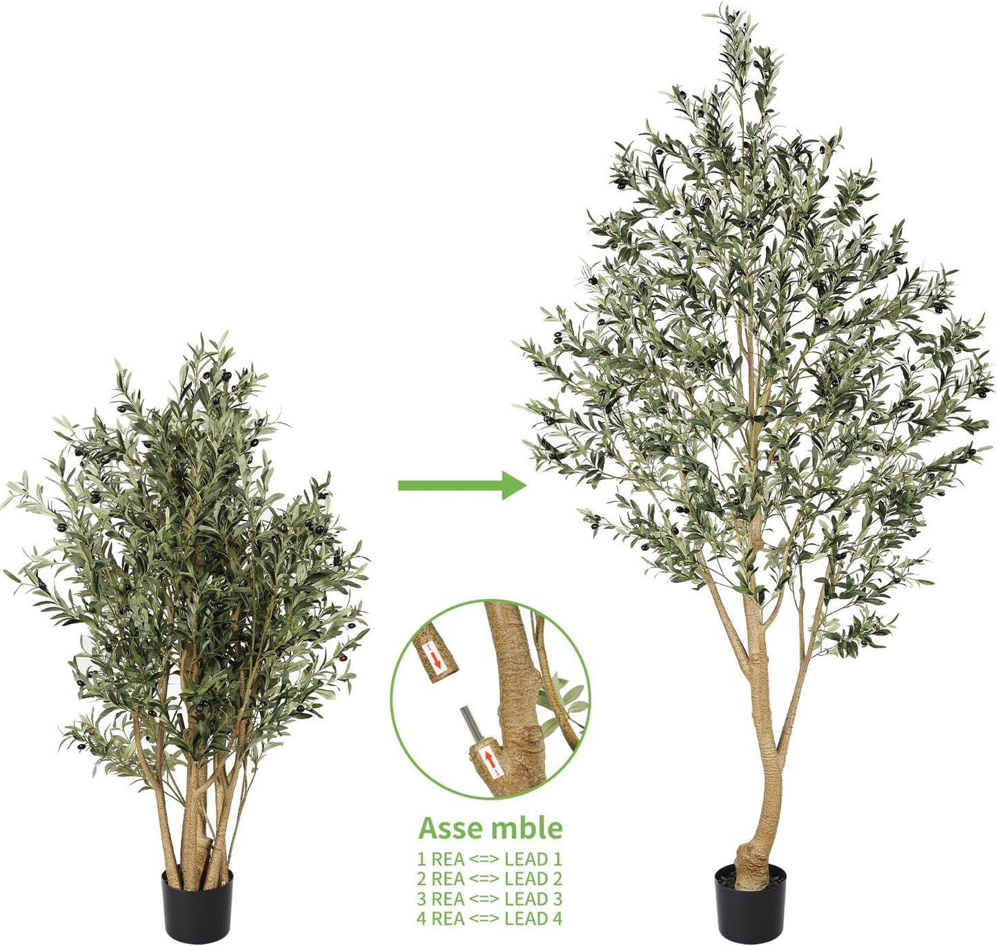 Realead Faux Olive Tree 7ft - Realistic Tall Olive Trees Artificial Indoor - Large Fake Olive Tree with Natural Wood Trunk and Lifelike Leaves - Artificial Olive Tree for Home Office Decor