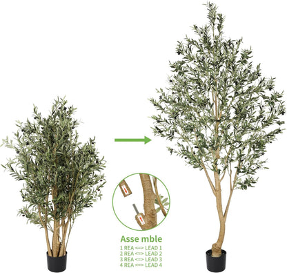Realead Faux Olive Tree 7ft - Realistic Tall Olive Trees Artificial Indoor - Large Fake Olive Tree with Natural Wood Trunk and Lifelike Leaves - Artificial Olive Tree for Home Office Decor