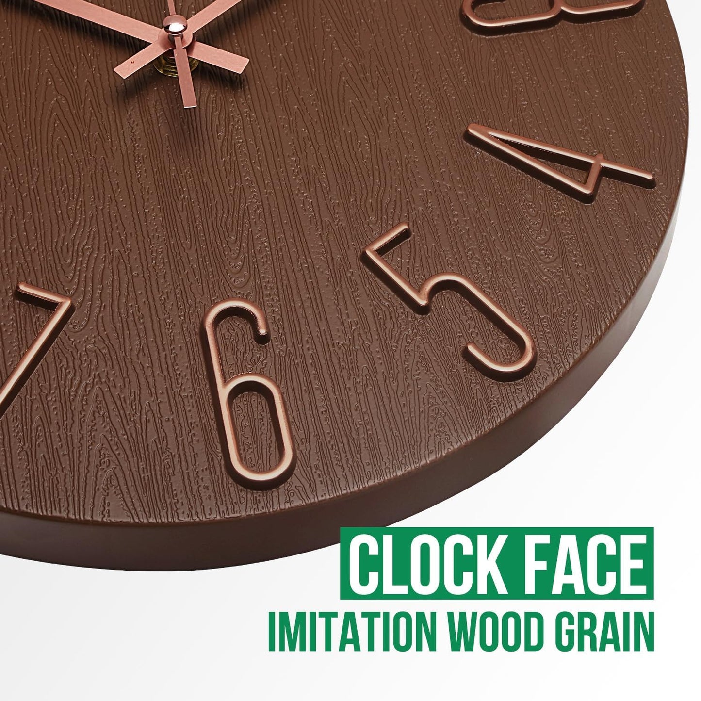 Wall Clock 12 Inch Silent Non-Ticking Imitation Wood Indoor Clock Round White Decor Clock Modern 3D Figures Quartz Wall Clocks for Home, Hotel, Office, School, Bedroom, Living Room, Kitchen