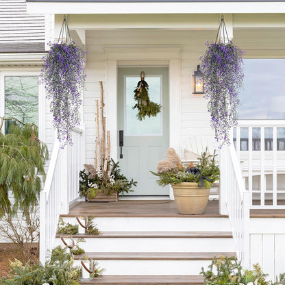 RECUTMS Fake Hanging Plants Artificial Ferns for Outdoor Hanging Faux Plants Vine Ivy Faux Fern Hanging Vines Wall Plants for Home Garden Party Wedding Decor (White 4P)