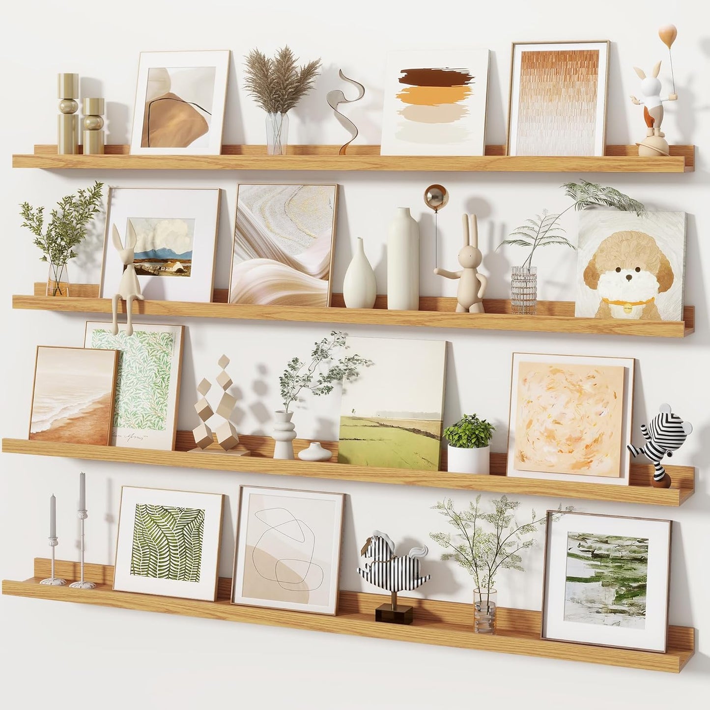 Fun Memories Picture Ledge Shelves Set of 2, 32 Inch Rustic Wall Mounted Floating Shelves with Lip for Home Storage and Décor in Bathroom, Kitchen, Nursery, Bedroom, Living Room, Walnut