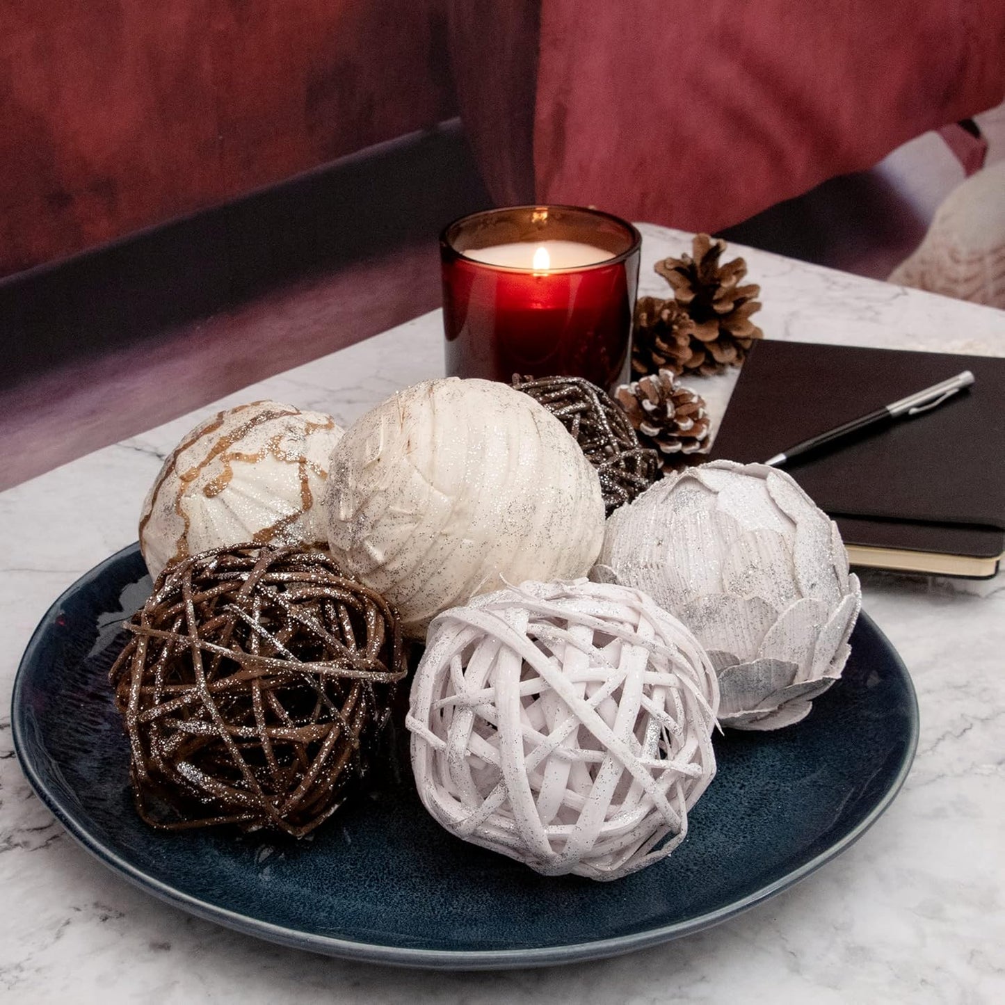 ANDALUCA Natural Tones Vase & Bowl Filler Decorative Balls (Natural Orbs)