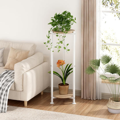 Plant Stand Indoor Corner Tall 2 Tier Metal Modern Flower Storage Plant Shelf Holder for Living Room Balcony Garden,Black (2 Tier-Black Round)