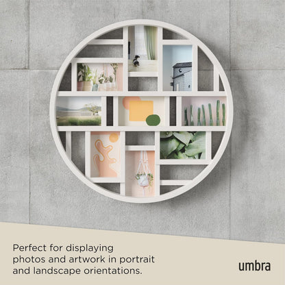 Umbra Luna Collage Picture Frame Holds Nine 4x6" Photos, Large 22-Inch Diameter, Black
