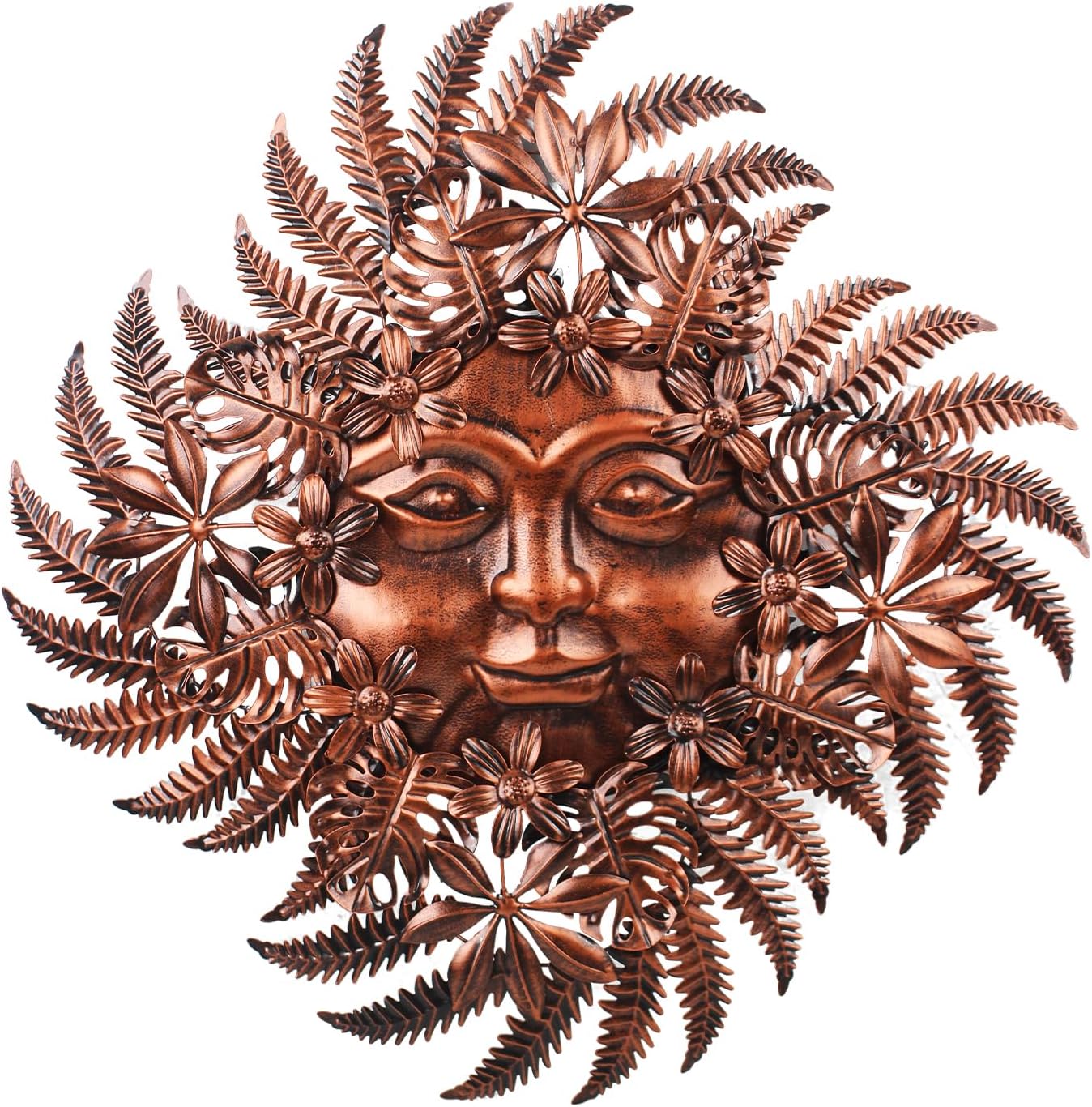 Large Metal Sun Wall Decor Outdoor, 27 Inch Sun and Moon Decor Metal Wall Art, 3D Sun Wall Decor for Patio Garden Yard Fence Bedroom Living Room Decoration