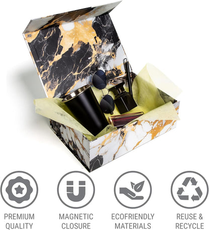 Luxury Keepsake Gift Box | Gold Floral Decorative Boxes with Magnetic Lids for Presents, Wedding Memory Box, and Bridal Gifts. 11.5" x 7.5" x 3.5"