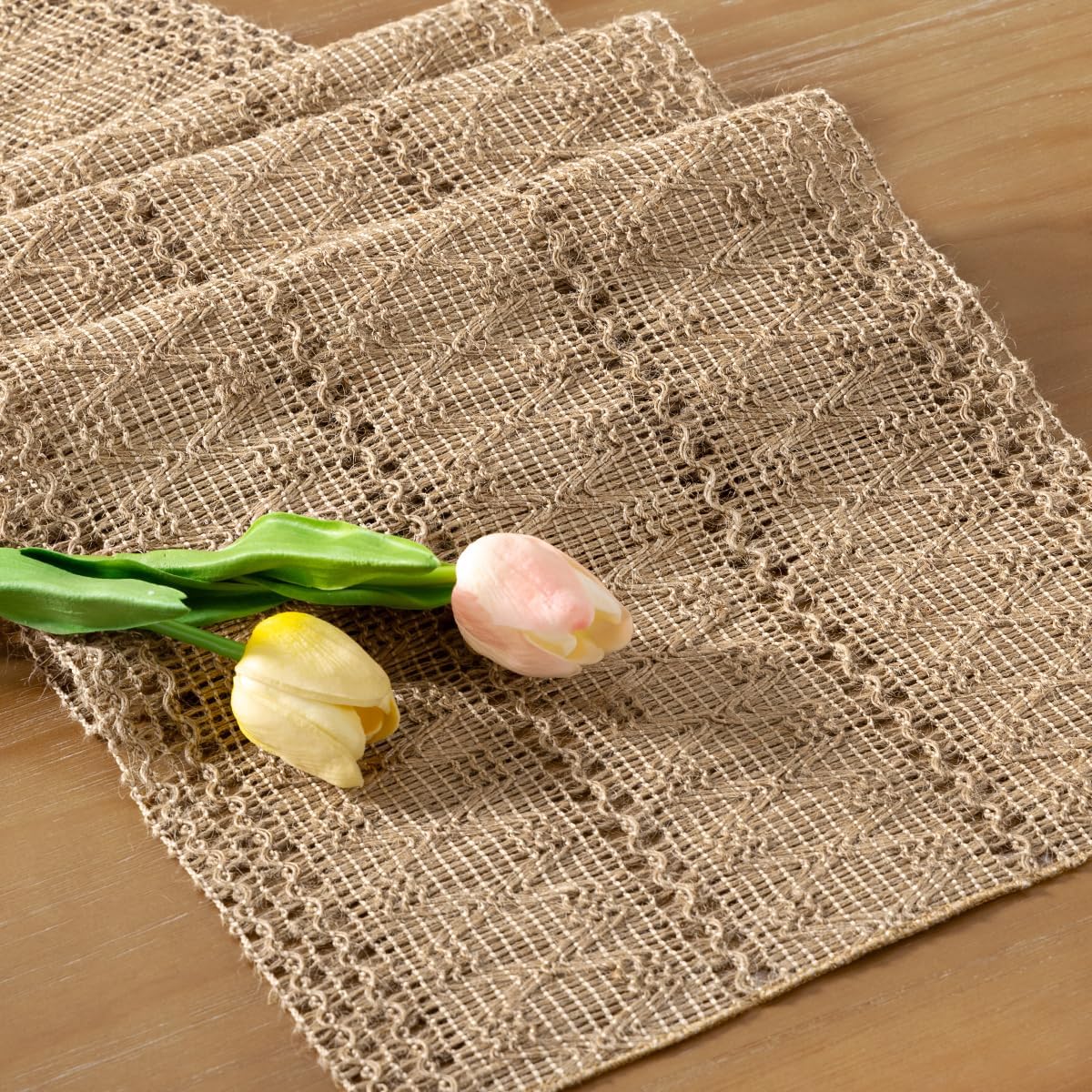 Socomi Boho Table Runner Summer Farmhouse Rustic Dining Kitchen Centerpiece Decor Small Macrame Woven Cotton Linen Coffee Table Runner for Dresser Scarf Home Decor 12x36 inch Beige