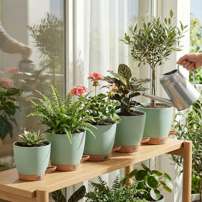 montresor 12/10/8 Inch Self Watering Pots for Indoor Plants Plastic Large Plant Pots for Outdoor Plants, Water Level Window & Spacious Reservoir Flower Pots Decorative Planter with Drainage and Tray