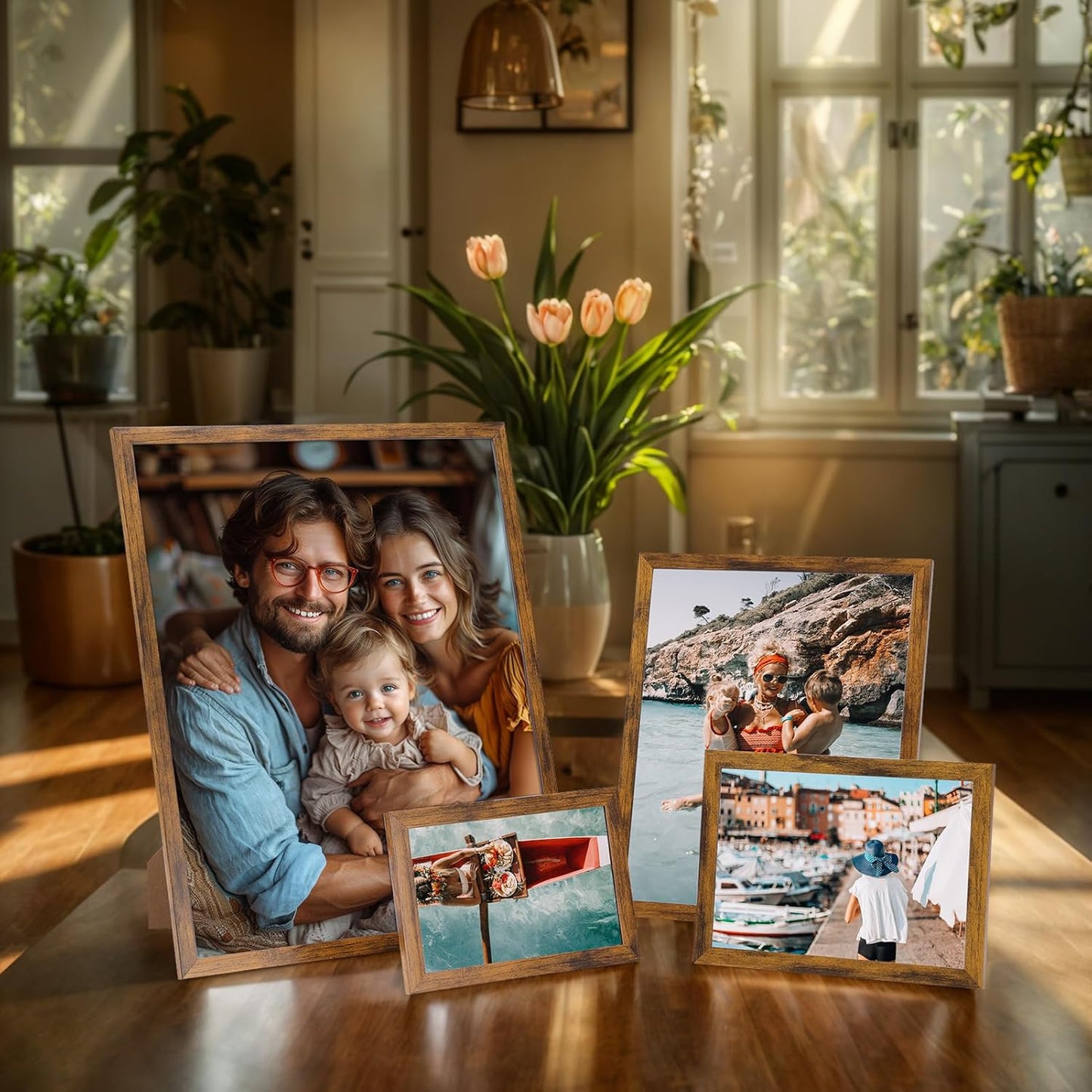 Giftgarden 16 Pack Gold Picture Frames for Multi Sizes Photos, Assorted Set Including Two 11x14, Two 8x10, Six 5x7, Six 4x6, Gallery Collage Frame for Wall or Tabletop Display