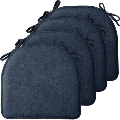 TushGuard Chair Cushions for Dining Chairs Set of 4, Soft Seat Cushions for Kitchen Chairs, Non-Slip Bottom with Ties, Comfortable Everyday Chair Pads, Grey