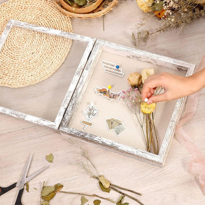 Califortree 8x10 Shadow Box Frame with Linen Back - Sturdy Rustic Memory Display Case of Flower, Pictures, Medals and More, White