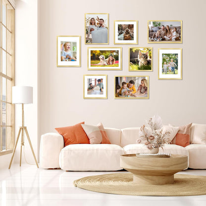 FIXSMITH 10 Pack Picture Frames Collage Wall Decor for Mounting or Tabletop Display, Gallery Wall Frame Set with Two 8x10 Black Frames, Four 5x7 Frames and Four 4x6 Frames, Multi-Pack Photo Frame Set